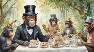 Chimpanzees' Elegant Tea Party
