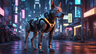 Cybernetic Canine Neon Streets