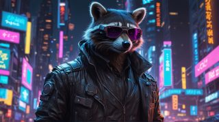Cyberpunk Raccoon Rules The Streets