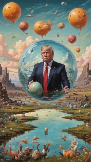 Donald Trump In A Suit Holding A Globe