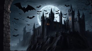 Gothic Castle under Moonlight