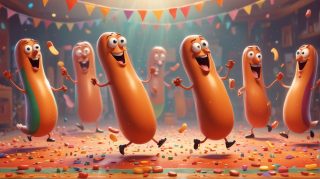 Happy Sausages Cartoon Party