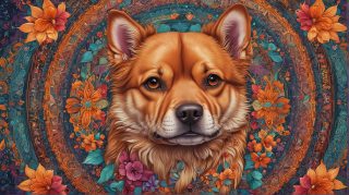 Majestic Dog Amidst Floral Tapestry