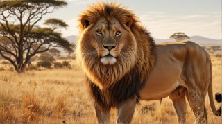 Majestic Lion in Savannah