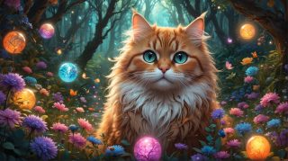Mystical Cat Enchanted Garden