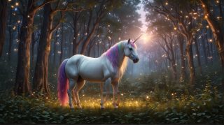 Mystical Unicorn in Forest