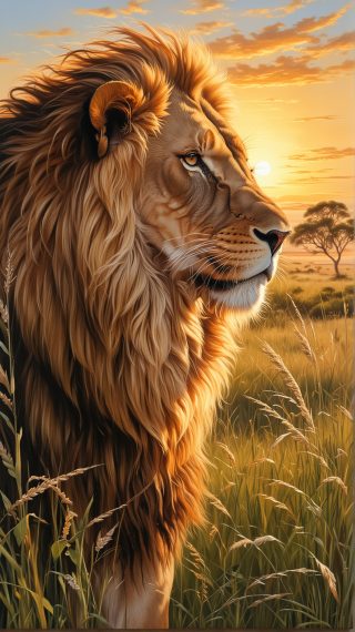 Savannah Sunset Lion