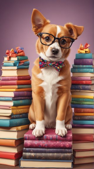 Scholarly Puppy with Books