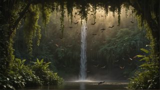 Waterfall in Jungle Twilight