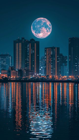 Full Moon Over Cityscape