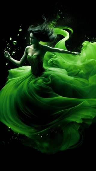 Green Lady with Bubbles