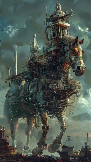 Mechanical Horse in Storm