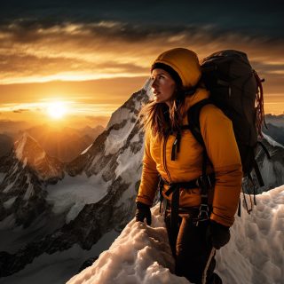 Mountain Climber at Sunrise