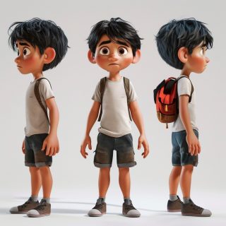 Animated Boy with Backpack