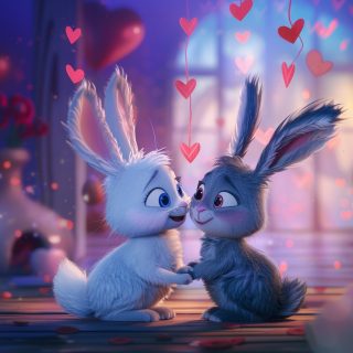 Cartoon Rabbits in Love