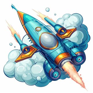 Spaceship Flying into Clouds