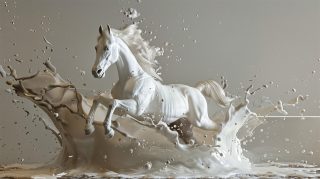 White Horse Splashing Forward