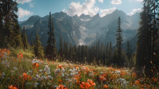 Blooming Meadow and Mountains