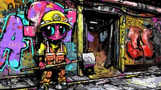 Blazing Armor and Graffiti Worker