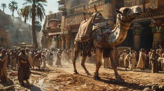 Ancient Marketplace with Camel