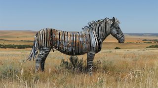 Sculpted Metal Zebra Artwork